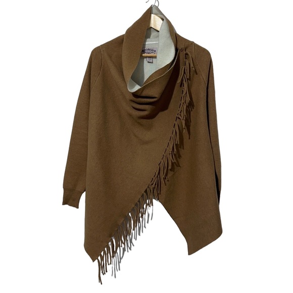Oscio Jackets & Blazers - Oliver by Oscio Wool Angora Wrap Poncho with Fringe Edge